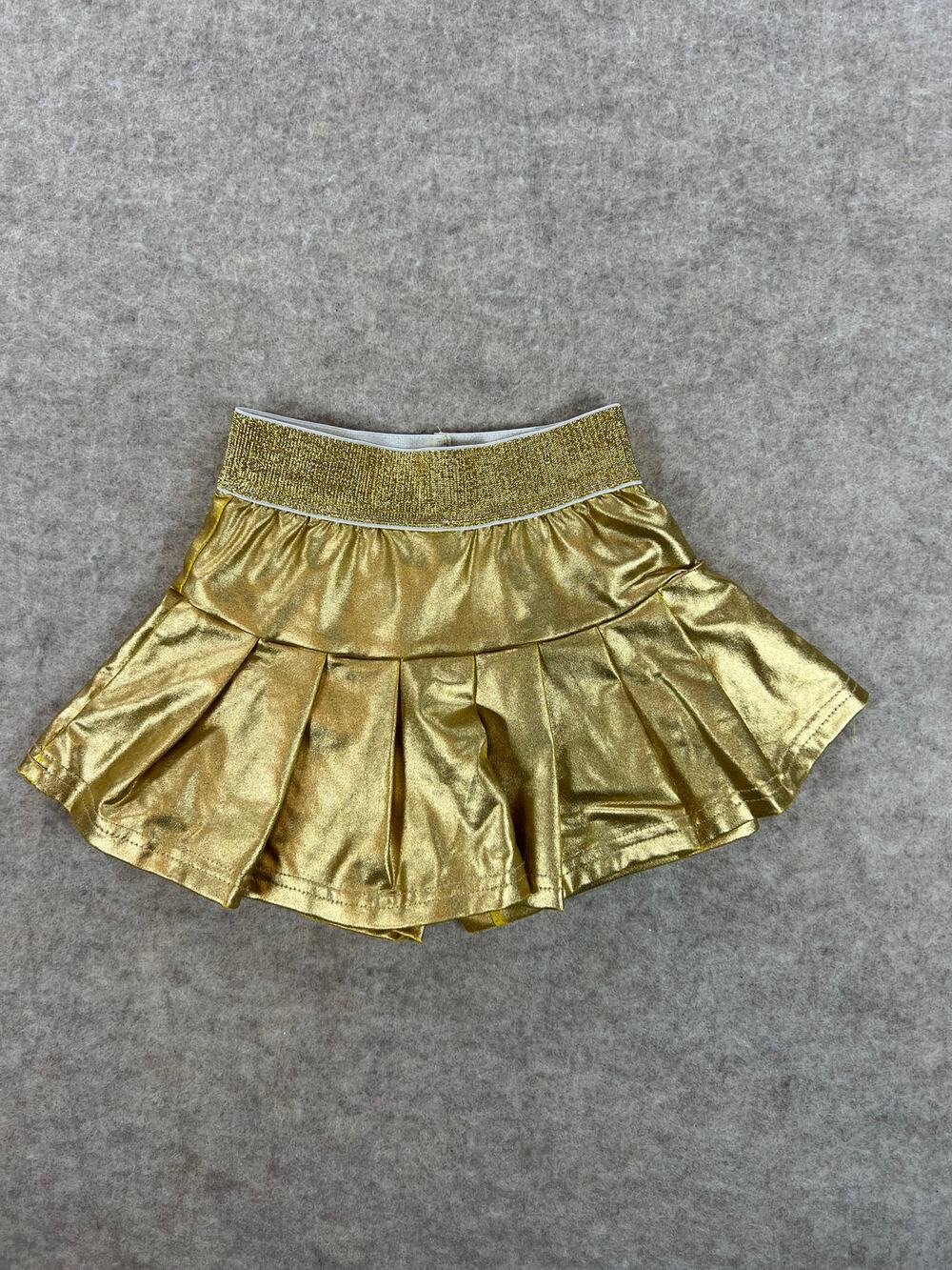 Evie's Closet Gold Metallic Pleated Skort Toddler Girls Size CXS (2/3)